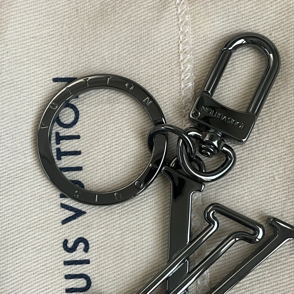 Louis Vuitton Gunmetal LV Initial Key Holder - Dark Metallic